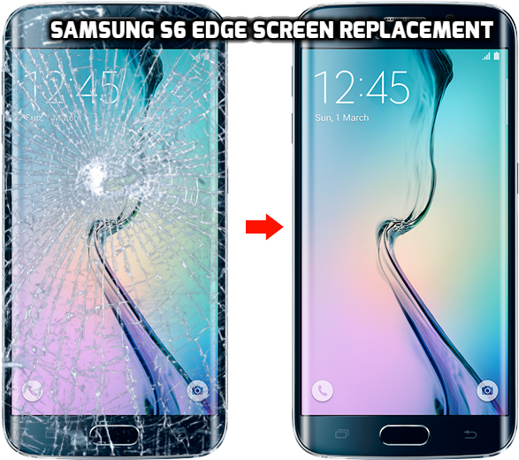 Samsung S6 Edge Screen Replacement Before After PNG image