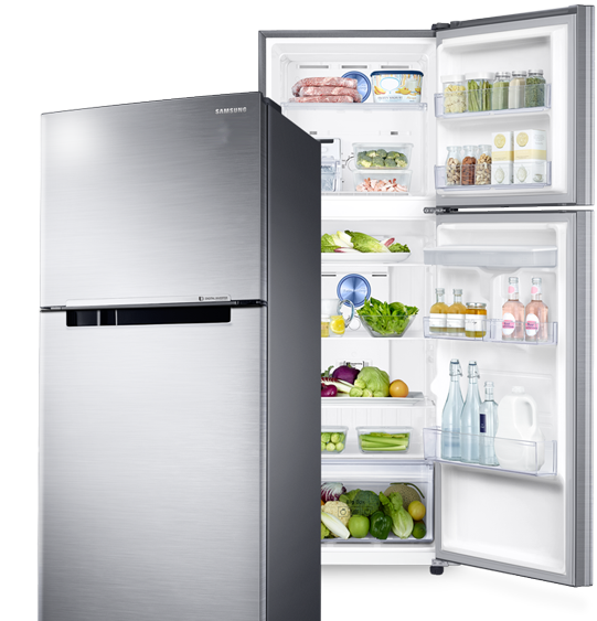 Samsung Stainless Steel Refrigerator Open PNG image