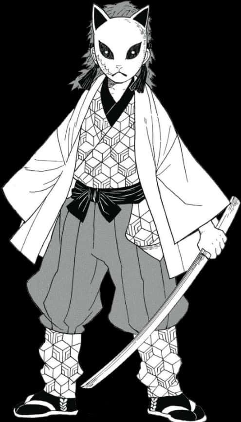 Samurai Cat Manga Character PNG image