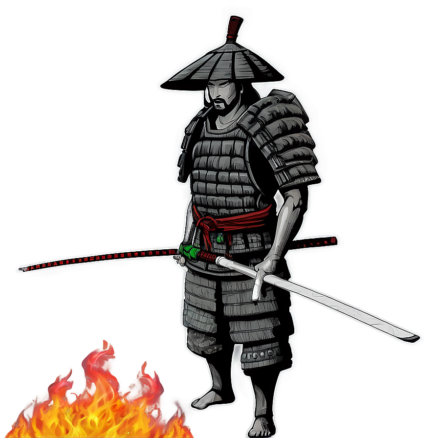 Samurai In Fire Png Nyr PNG image