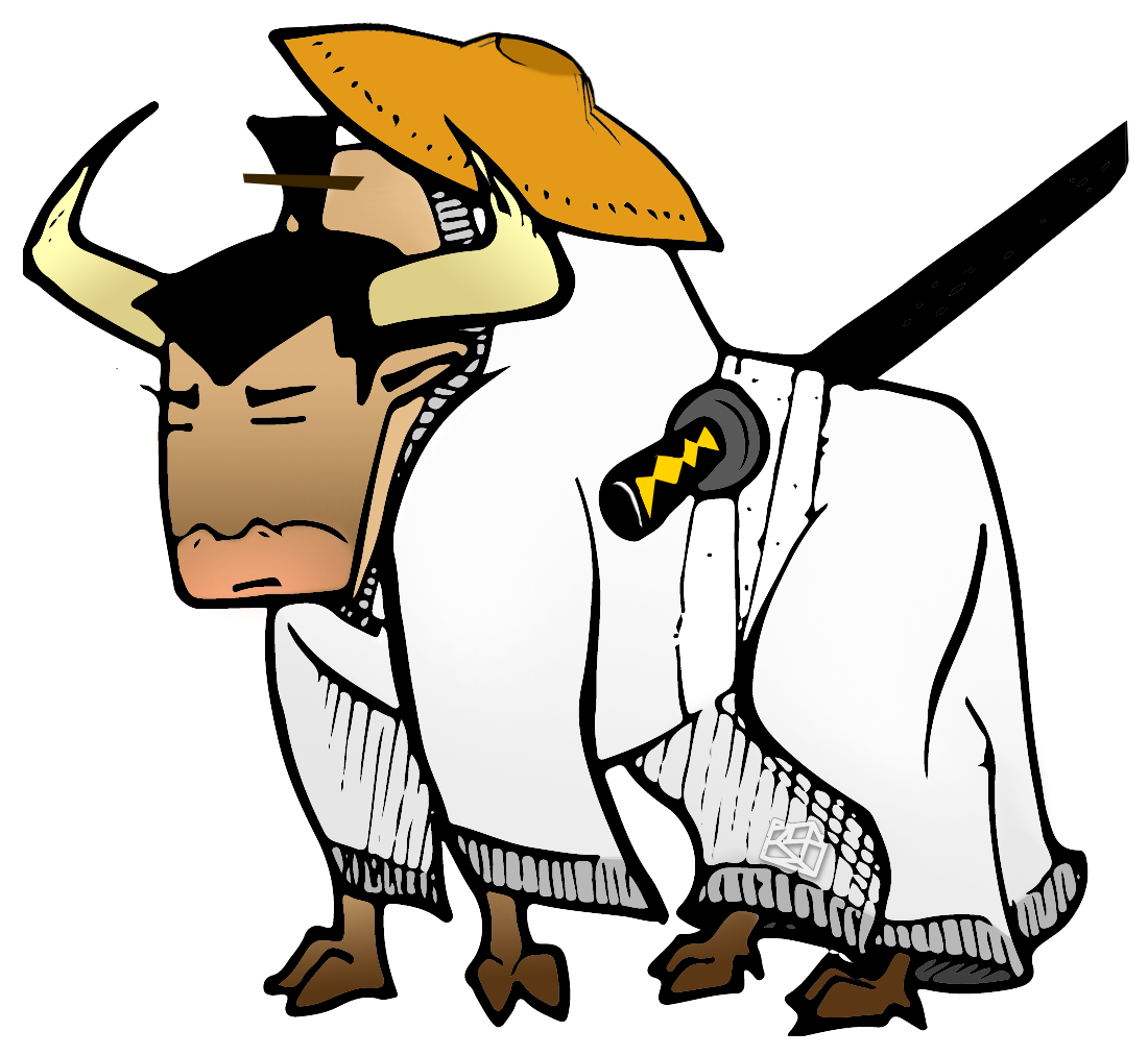 Samurai Yak Cartoon PNG image