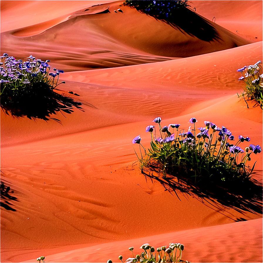 Sand Dunes And Blooming Flowers Png 06292024 PNG image