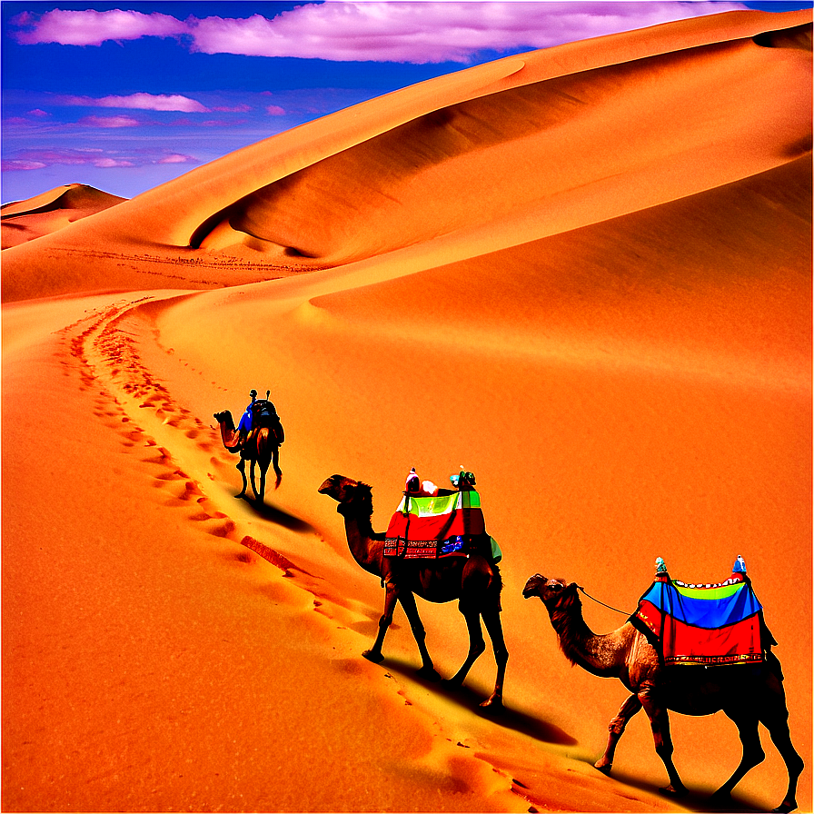 Sand Dunes With Camel Caravan Png 33 PNG image