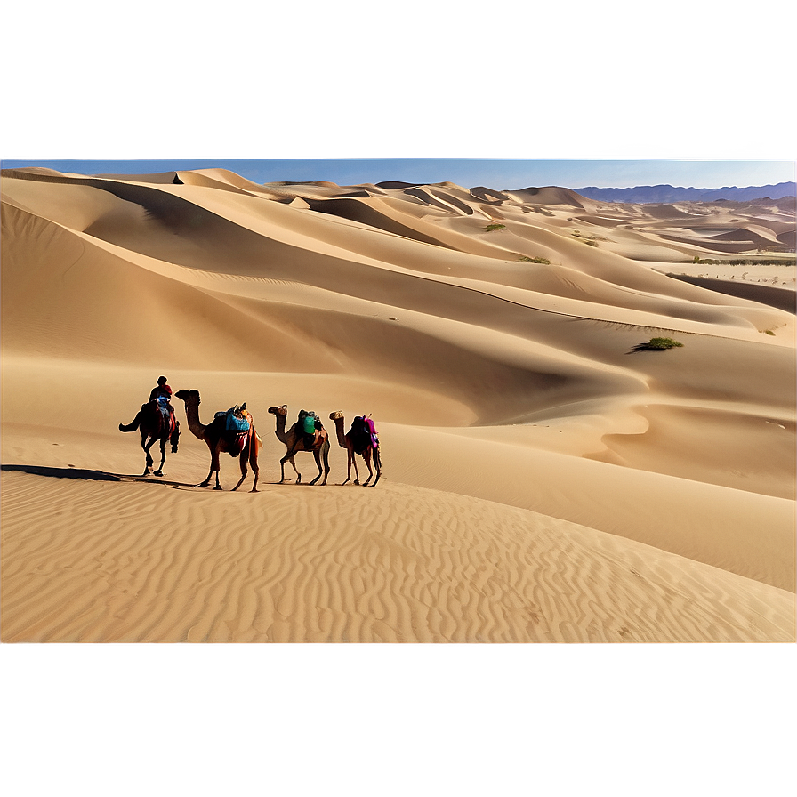 Sand Dunes With Camel Caravan Png Omi47 PNG image