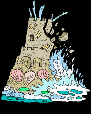 Sandcastle By The Sea Illustration PNG image