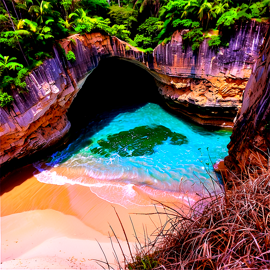 Sandy Beach Cliffs And Caves Png Klr PNG image