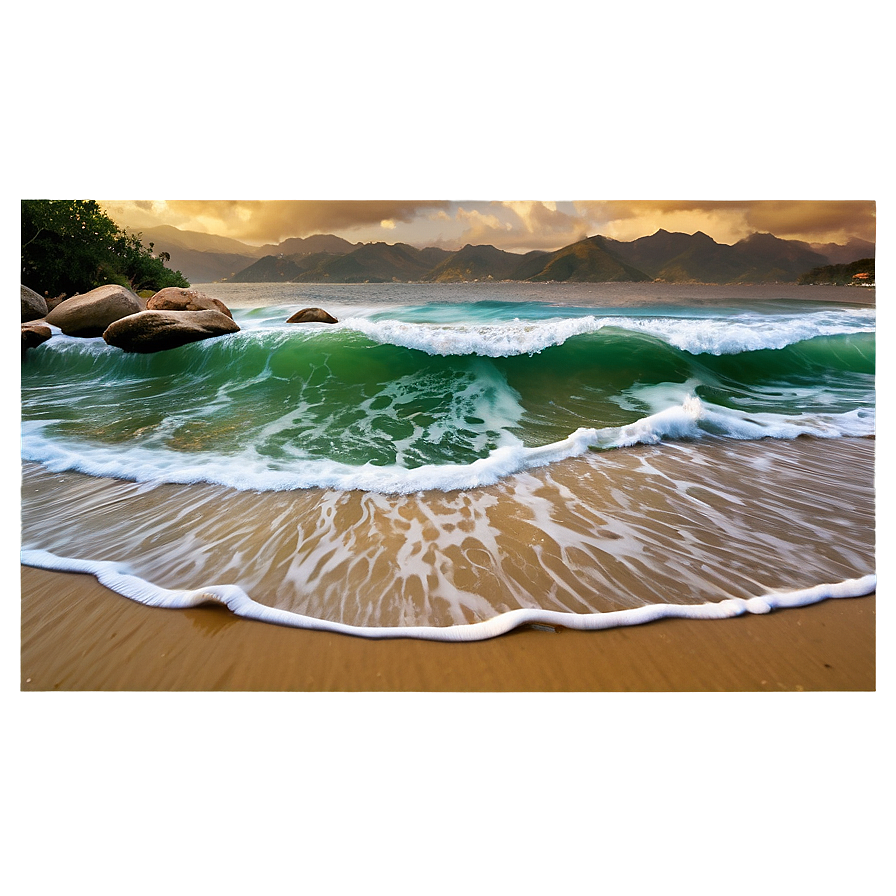 Sandy Beach Sea Waves Png Sed99 PNG image