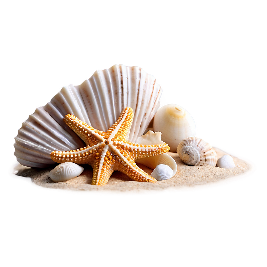 Sandy Beach Starfish And Shells Png 06242024 PNG image