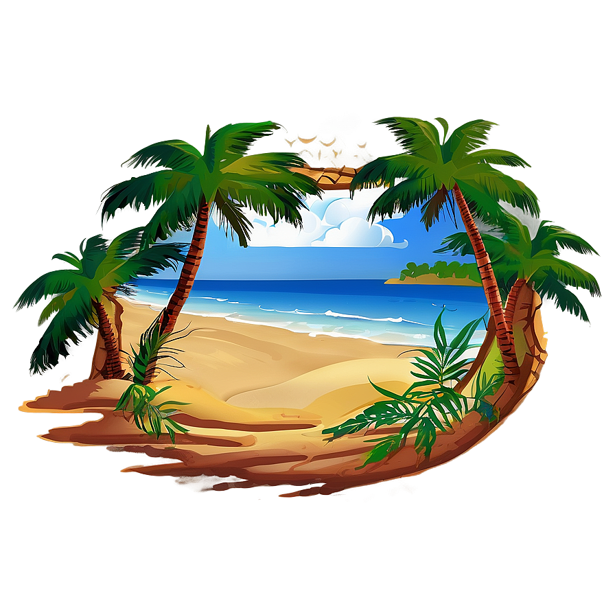 Sandy Beach With Palm Trees Png 22 PNG image