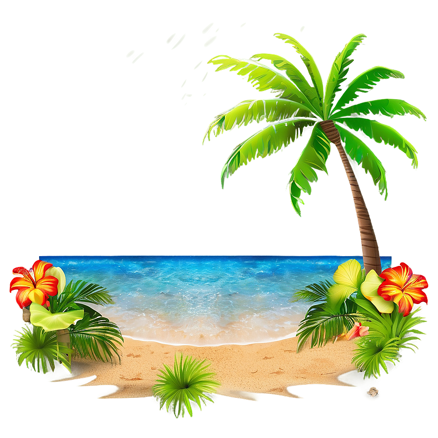 Sandy Beach With Palm Trees Png 97 PNG image