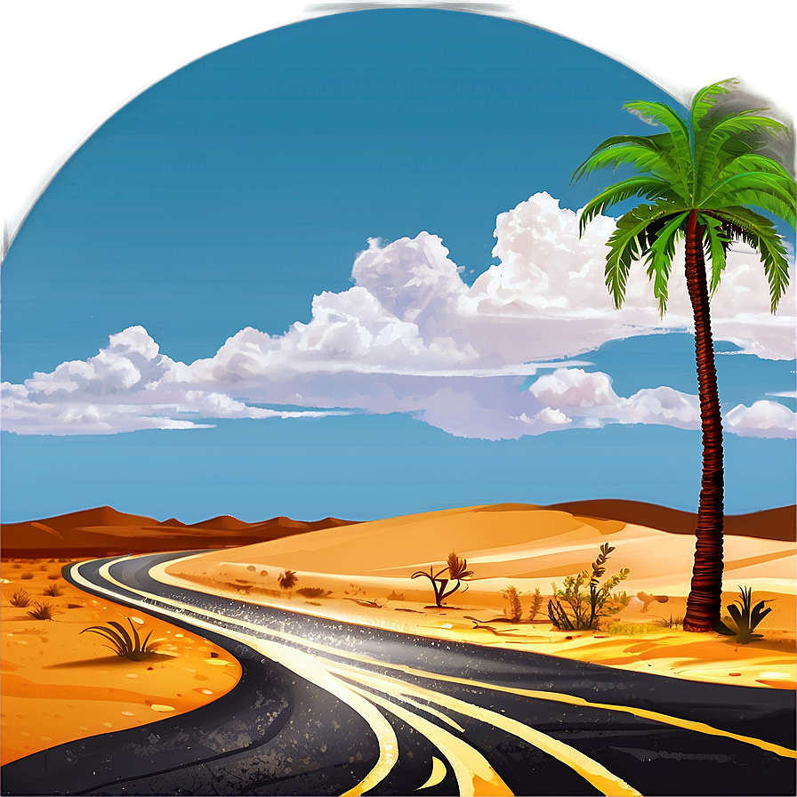 Sandy Desert Road Journey Png Hld PNG image