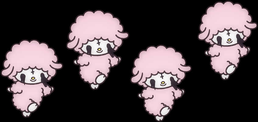 Sanrio Character Pink Sheep Multiple Poses PNG image