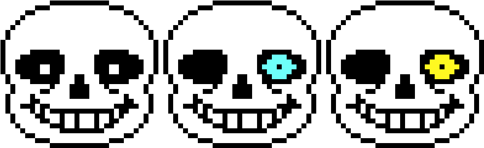 Sans Pixel Art Triptych PNG image