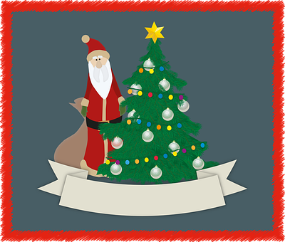 Santa Claus Christmas Tree Illustration PNG image