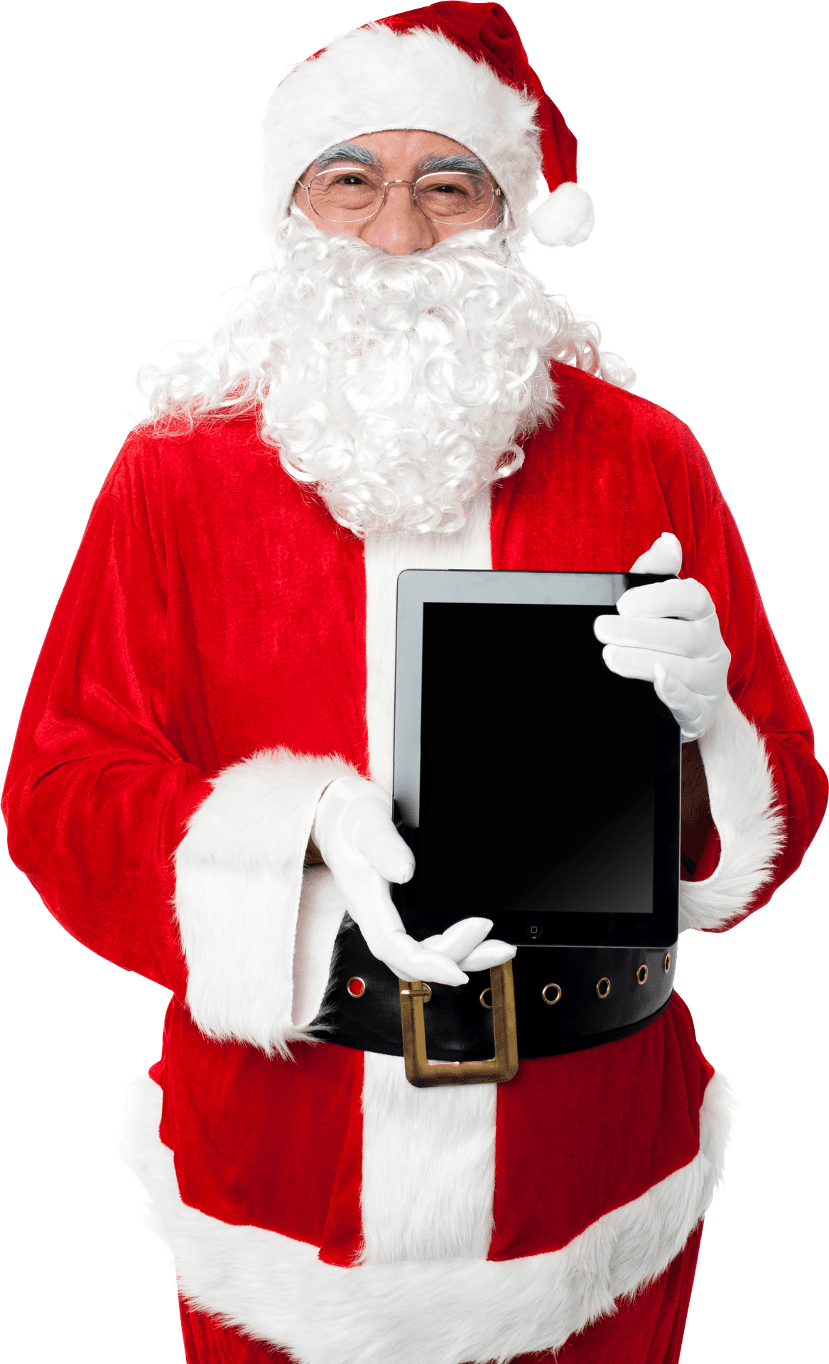 Santa Claus Holding Tablet PNG image