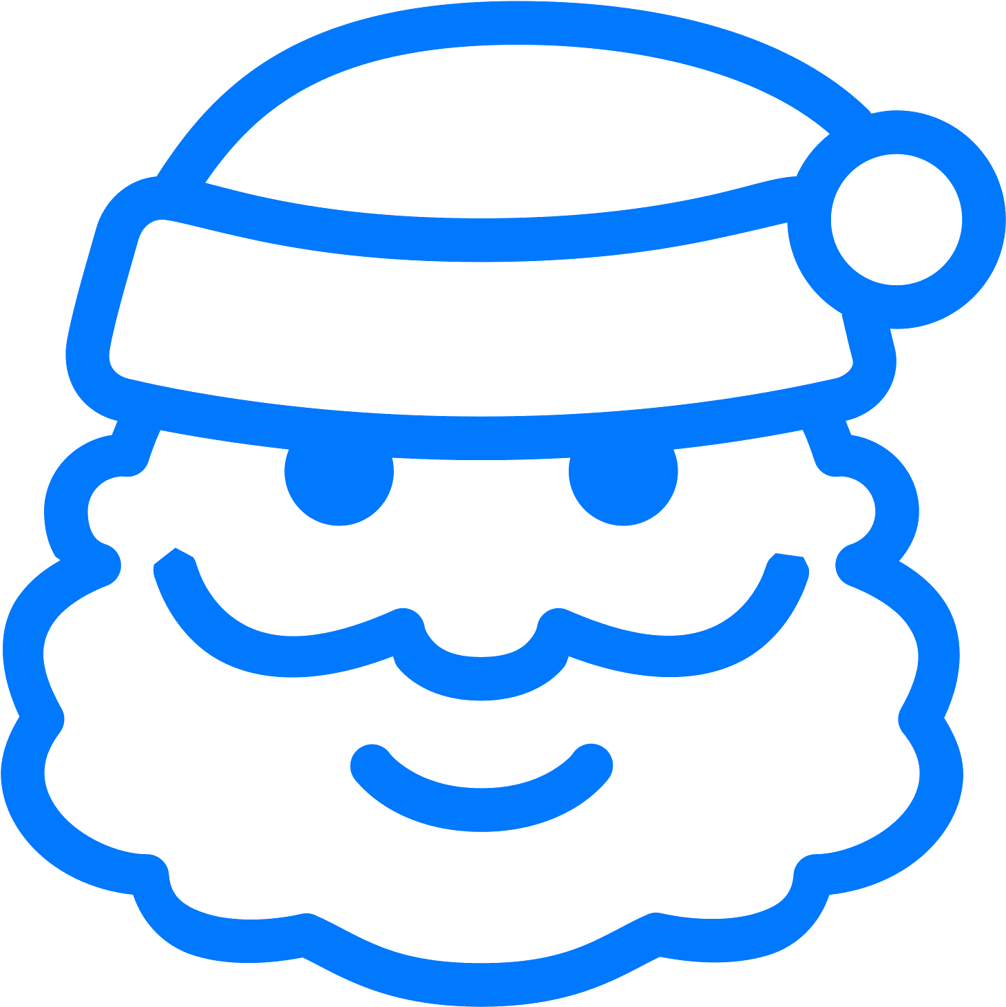 Santa Claus Icon Blue Outline PNG image