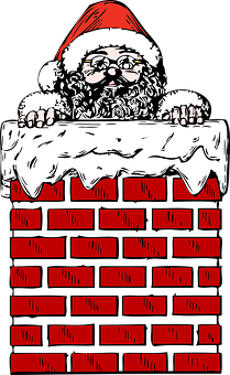 Santa Claus Peeking From Chimney PNG image