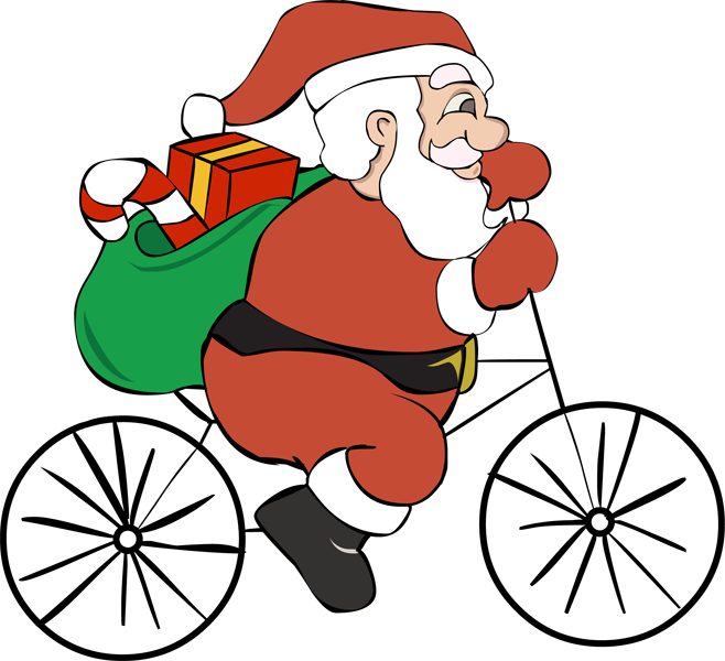 Santa Claus Riding B M X Bike With Gifts PNG image