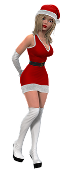 Santa Hat Female Character3 D Model PNG image