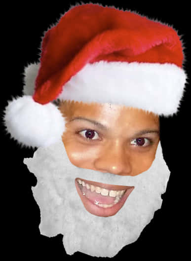 Santa Hat Smile Face Cutout PNG image