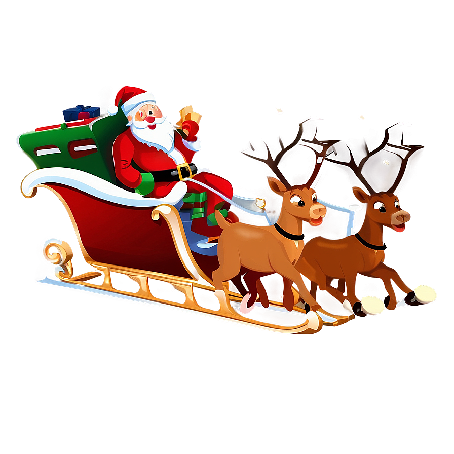 Santa Sleigh Cartoon Png Enm PNG image