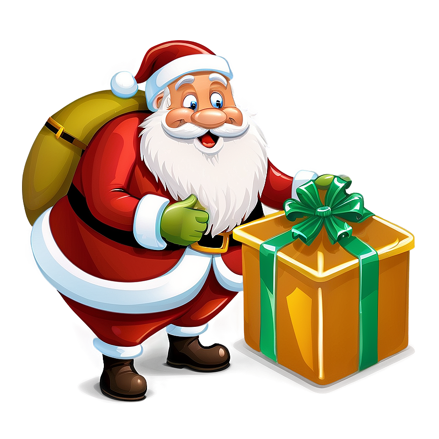 Santa With Gifts Cartoon Png Lkn PNG image