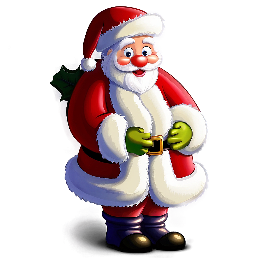 Santa With Holly Cartoon Png Frx3 PNG image