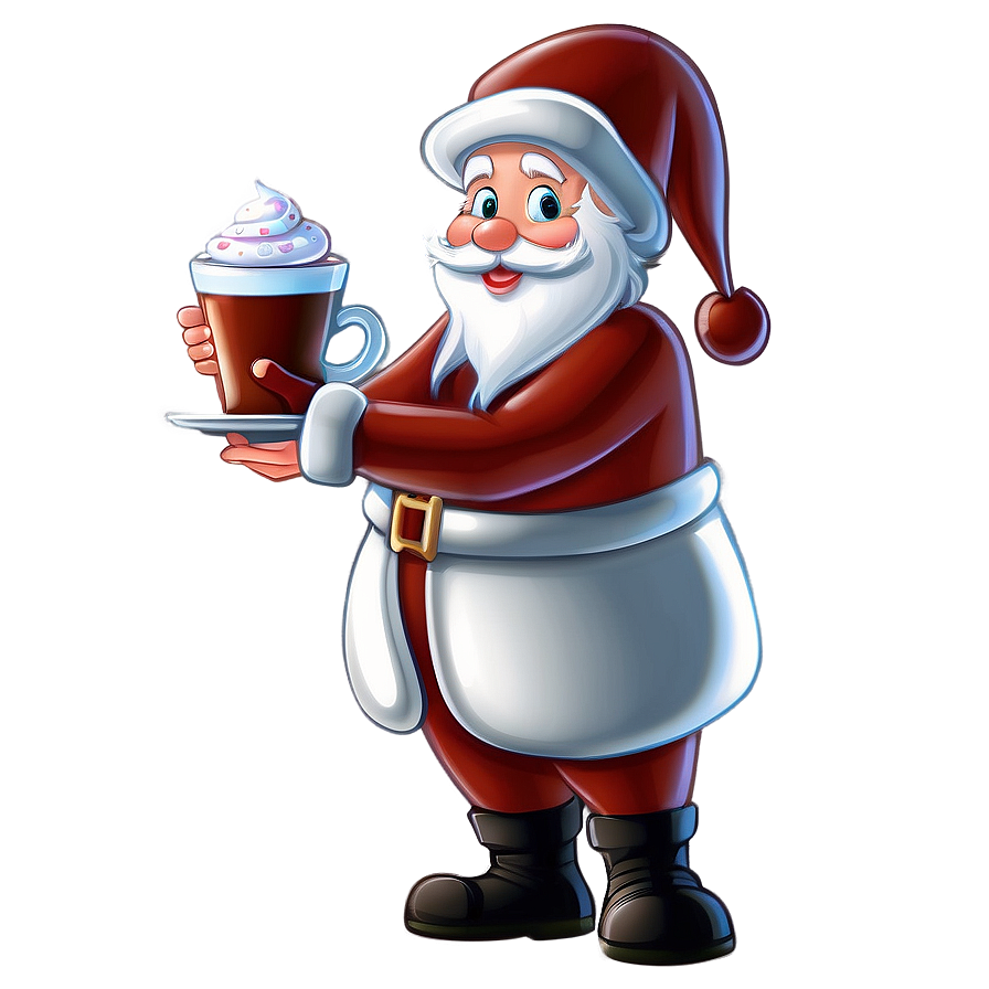 Santa With Hot Cocoa Cartoon Png 06282024 PNG image