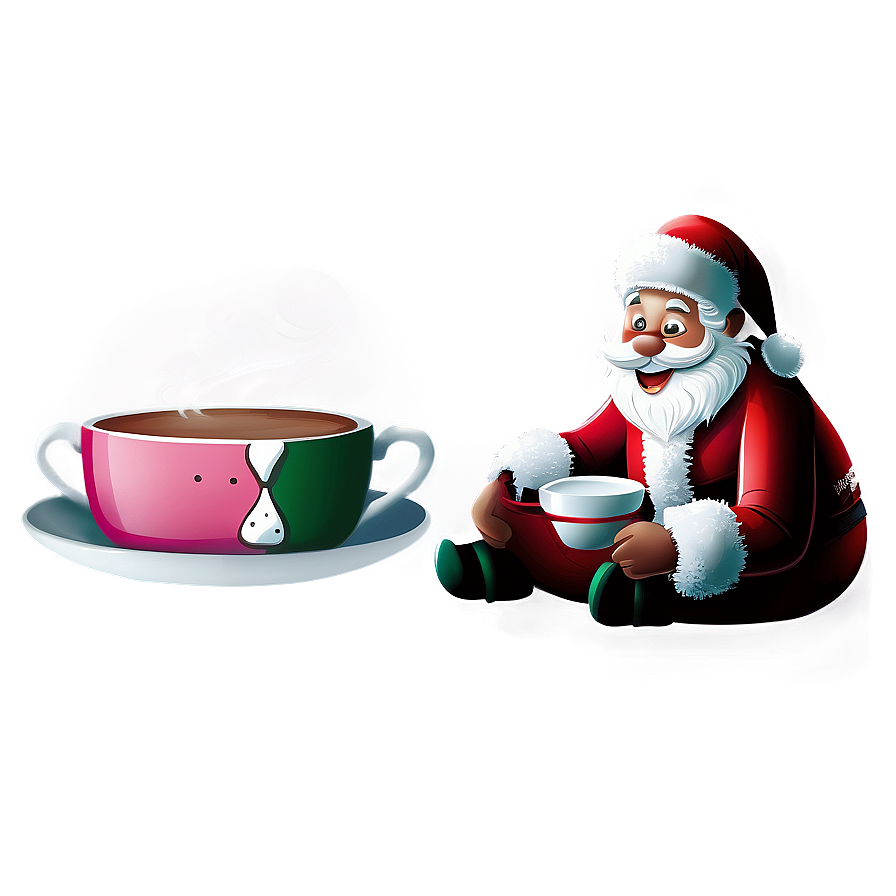 Santa With Hot Cocoa Cartoon Png 4 PNG image