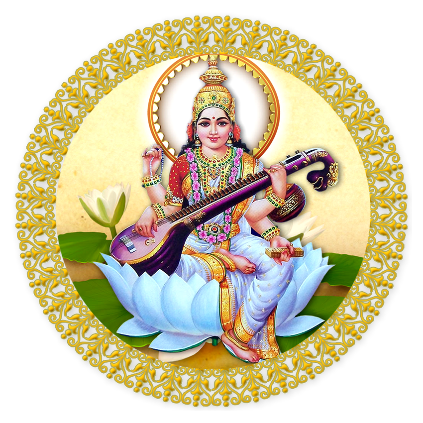 Saraswati Hindu Goddess Art PNG image