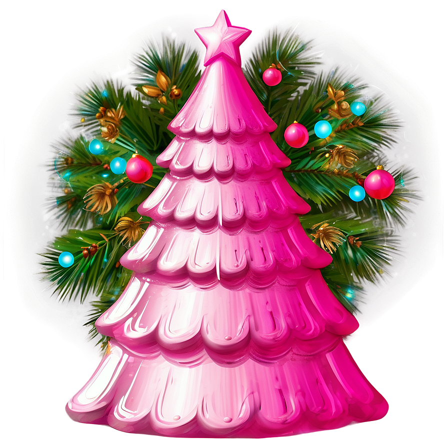 Satin Pink Christmas Tree Png 06122024 PNG image