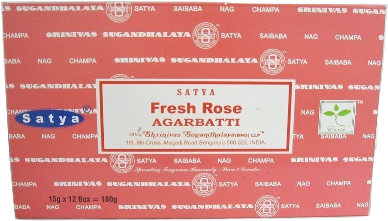 Satya Fresh Rose Agarbatti Packaging PNG image