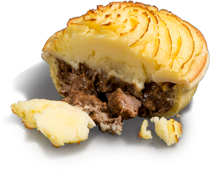 Savory Meat Piewith Mashed Potato Topping PNG image