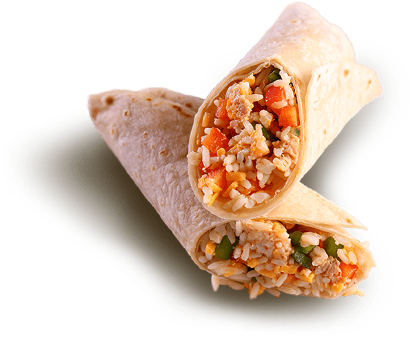 Savory Stuffed Burrito Cut Open PNG image