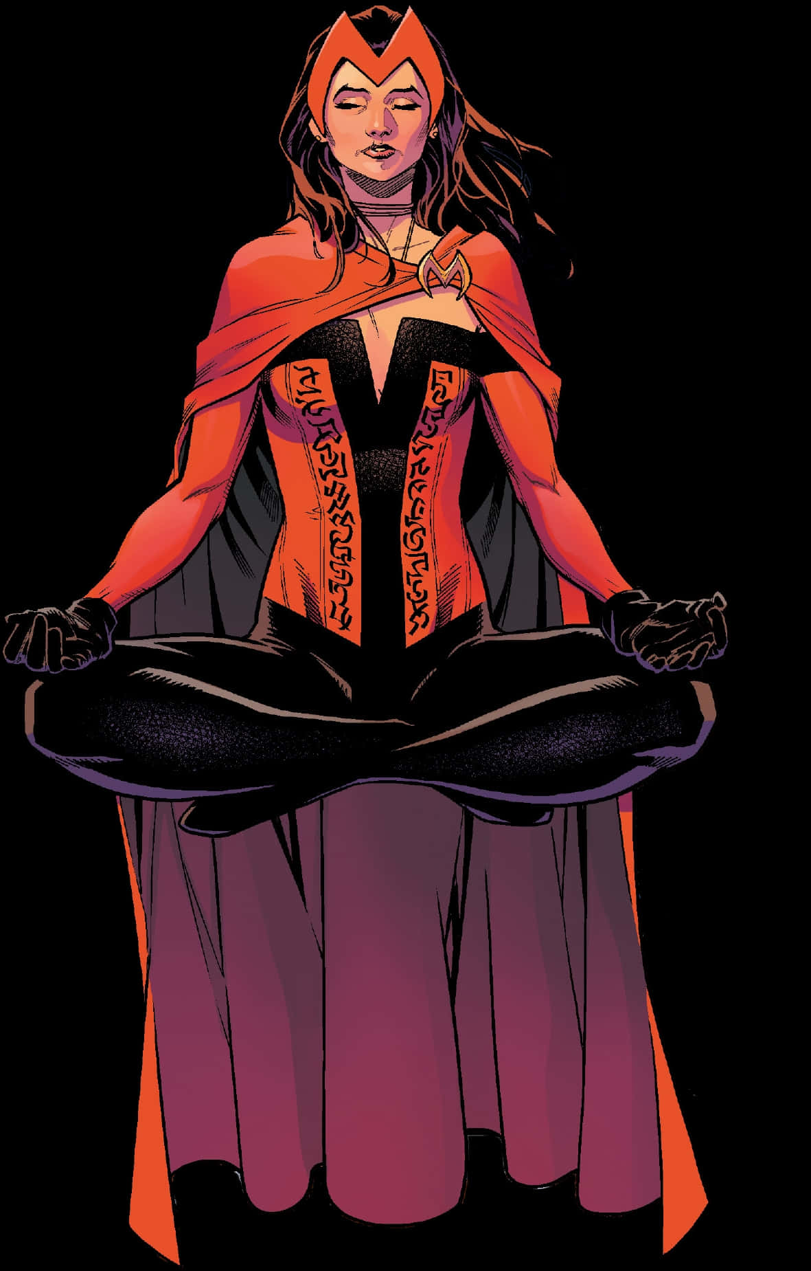 Scarlet Witch Meditative Pose PNG image