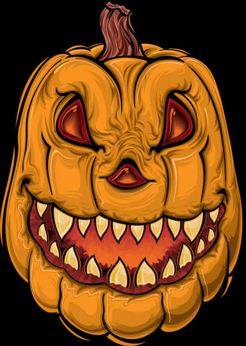 Scary Carved Pumpkin Face PNG image