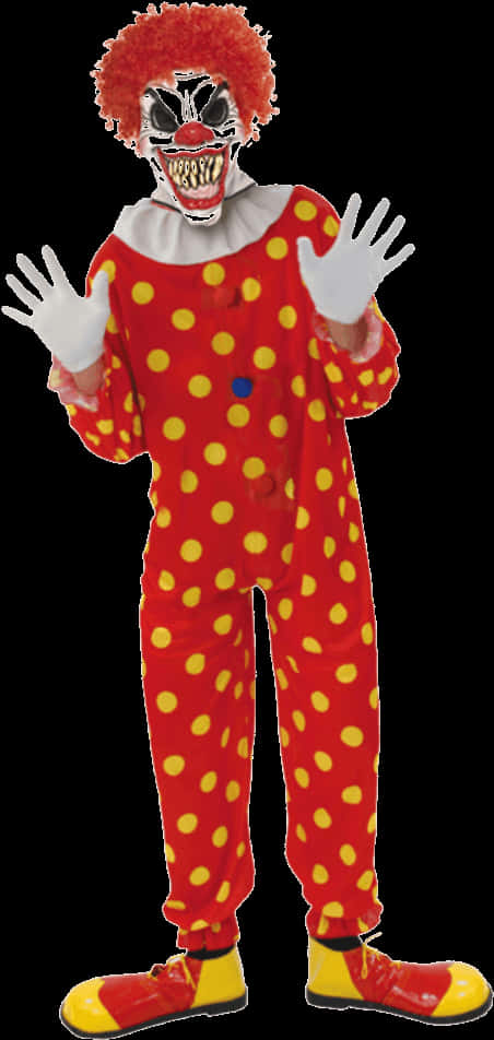 Scary Clown Costume Red Yellow Polka Dots PNG image