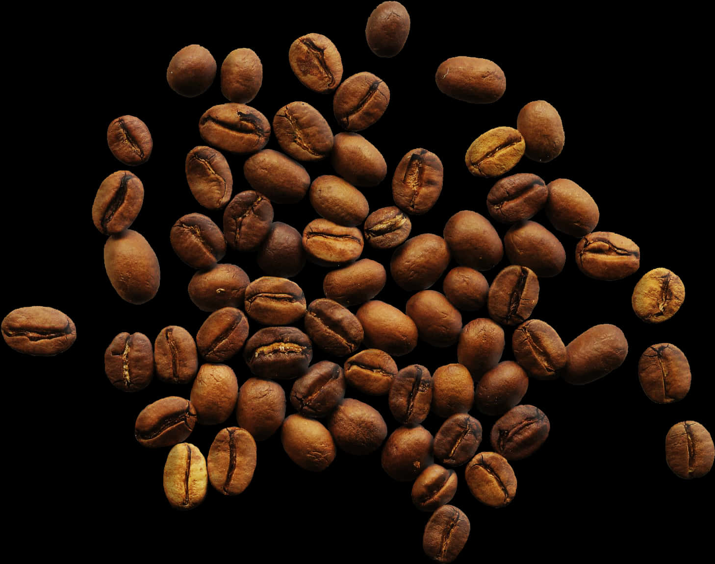 Scattered Coffee Beans Black Background.jpg PNG image