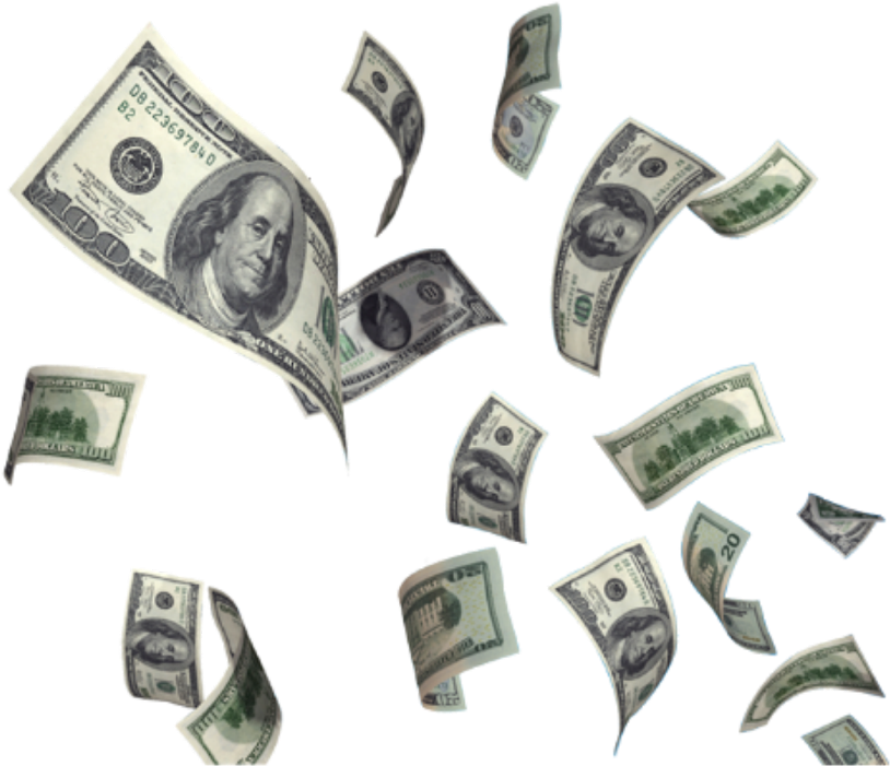 Scattered_ U S_ Dollars_ Flying PNG image