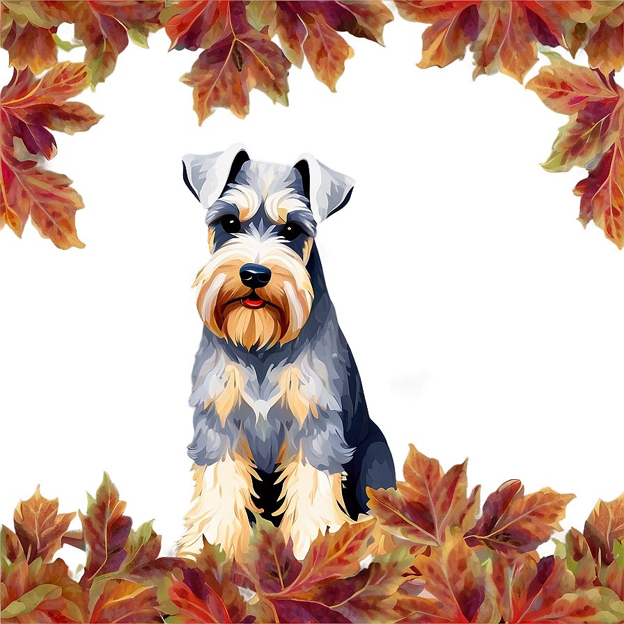 Schnauzer In Autumn Leaves Png 06262024 PNG image