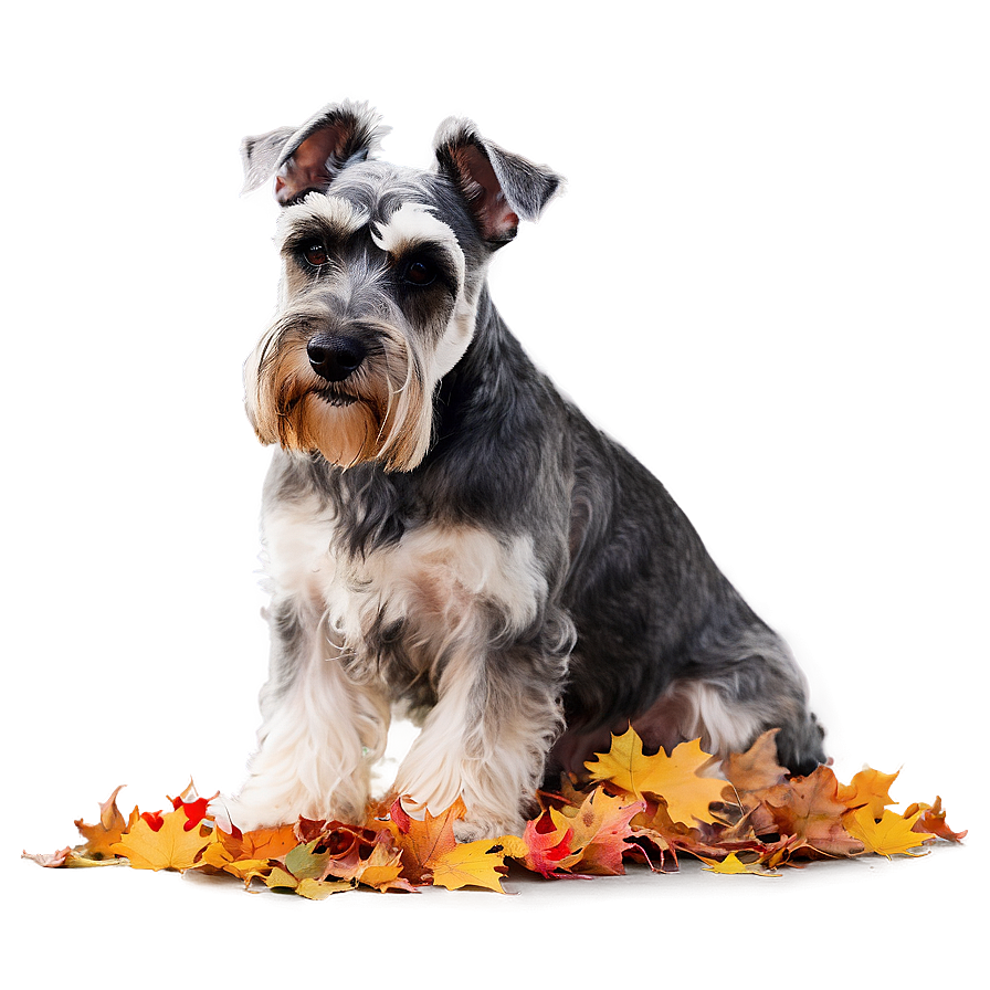 Schnauzer In Autumn Leaves Png Tdt PNG image