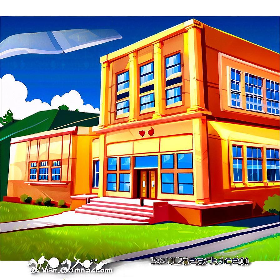 School Building Cartoon Png 05232024 PNG image