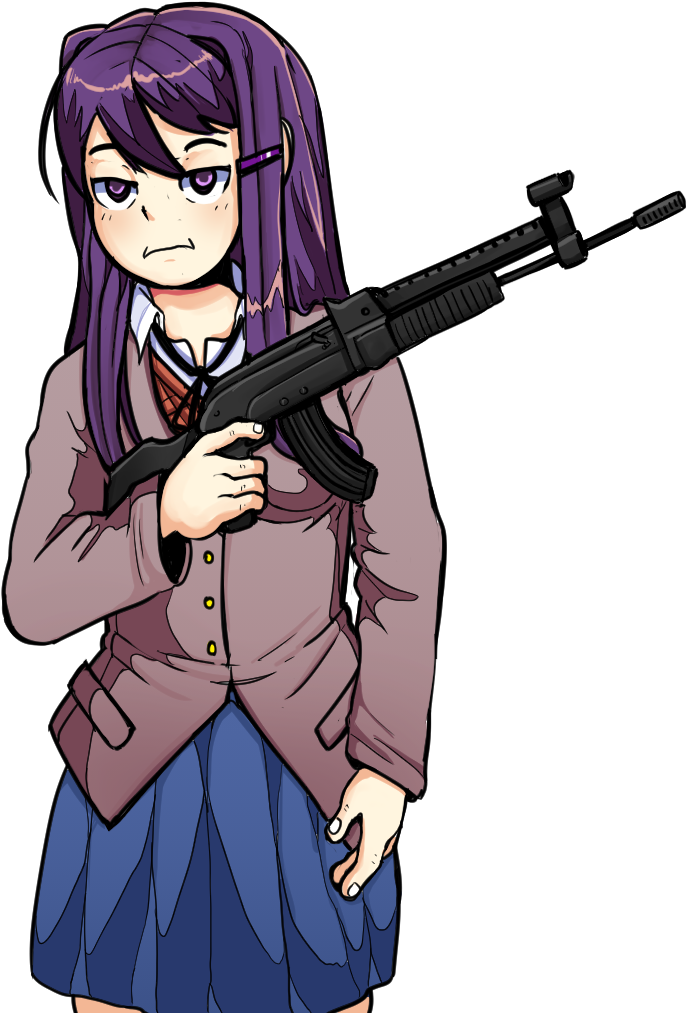 Schoolgirl With Rifle Anime Character PNG image
