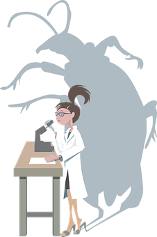 Scientist Examining Bug Shadow PNG image