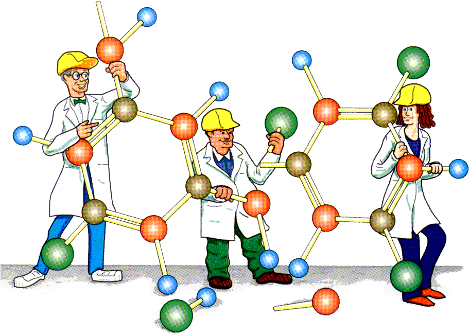 Scientists Assembling Molecular Model PNG image