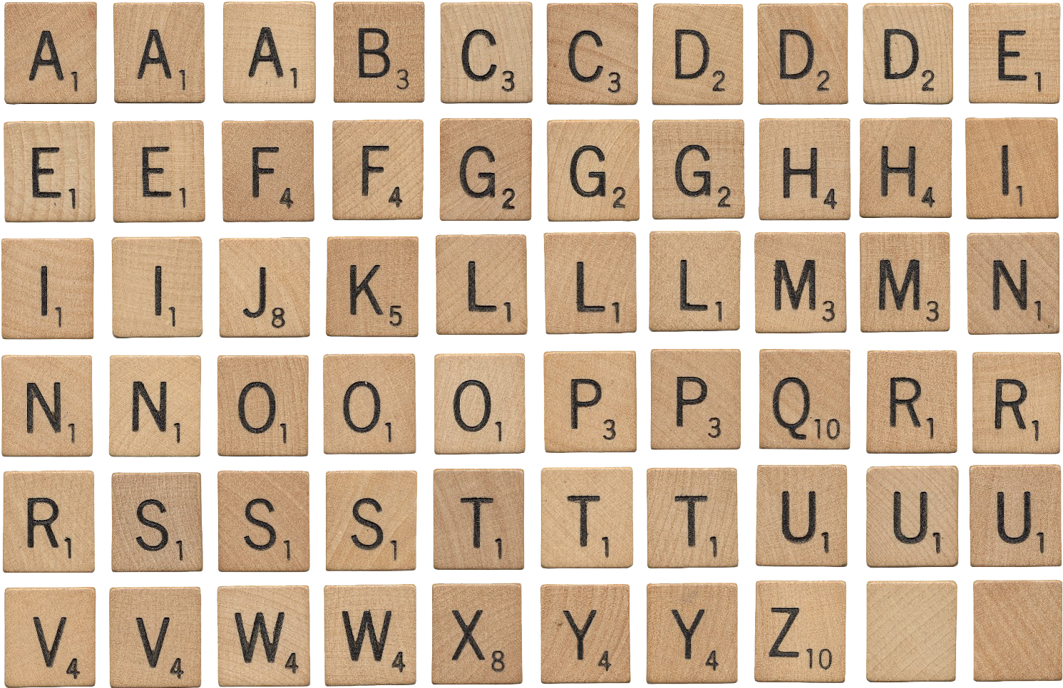 Scrabble Letters Array PNG image