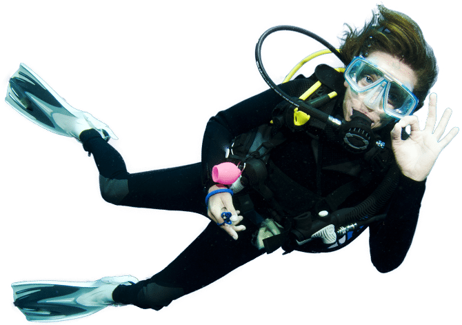 Scuba_ Diver_ Giving_ O K_ Sign PNG image