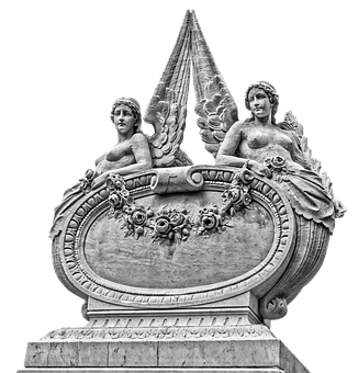 Sculpted Angelsand Obelisk Monument PNG image