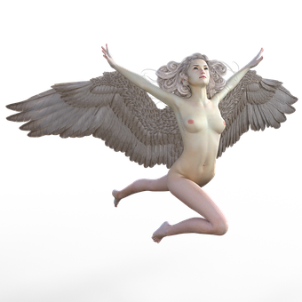 Sculptural Angel Figure Flying PNG image