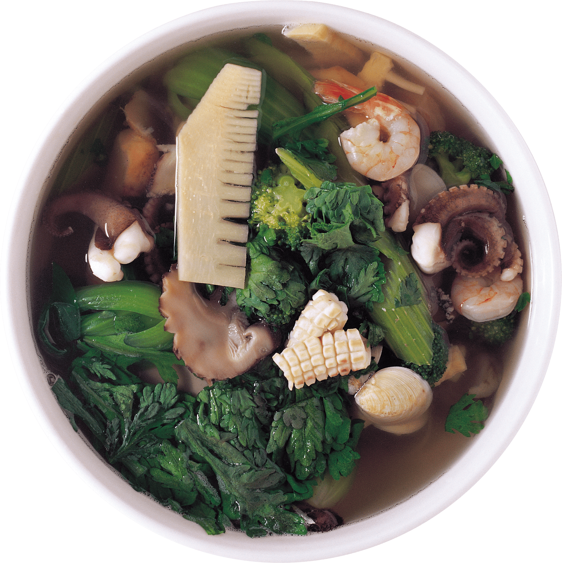 Seafood Vegetable Soup Bowl PNG image